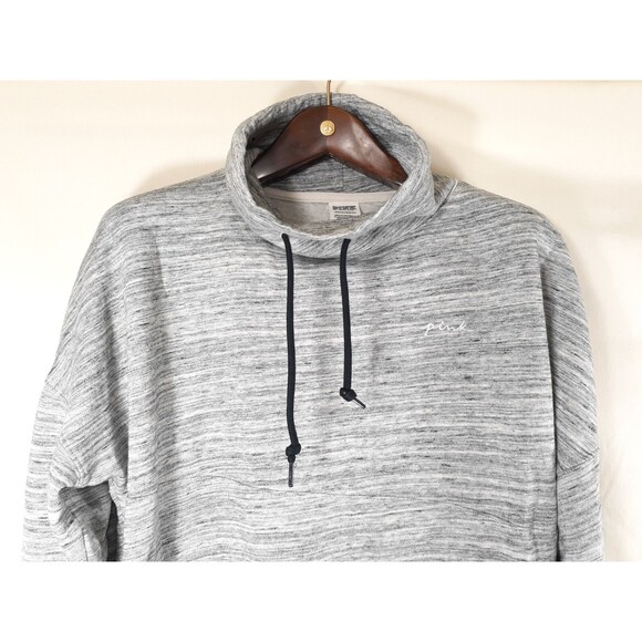 PINK Victoria's Secret Logo grey Long Sleeve turtle Neck sweatshirt Size XS - Picture 5 of 7
